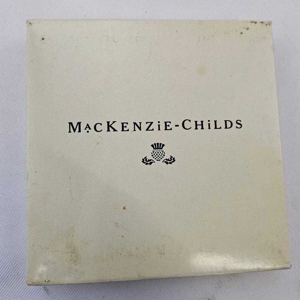 MacKenzie-Childs Set of 4 Collage Patchwork Cork Back Coasters Pink‎ Polka Dot